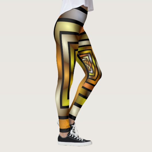 Lumineus kleurig grafisch fractaal tunnelpatroon leggings (Rechts)