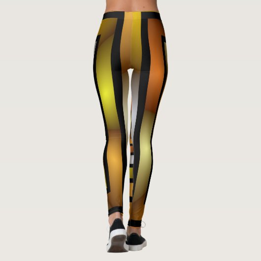 Lumineus kleurig grafisch fractaal tunnelpatroon leggings (Achterkant)
