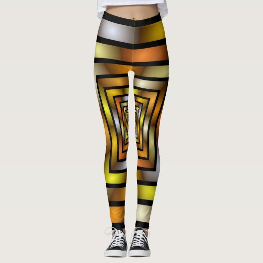 Lumineus kleurig grafisch fractaal tunnelpatroon leggings (Voorkant)
