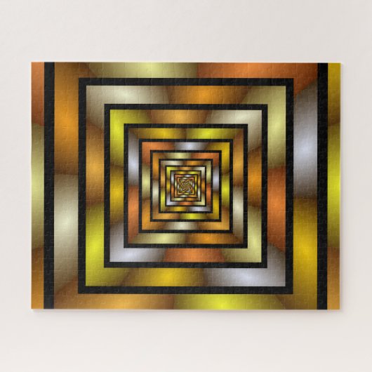 Lumineus kleurig grafisch fractaal tunnelpatroon legpuzzel (Horizontaal)