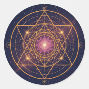 Lumineus Mandala van Gouden Harmonie Ronde Sticker
