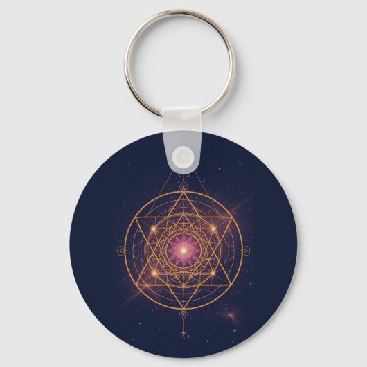 Lumineus Mandala van Gouden Harmonie Sleutelhanger (Voorkant)
