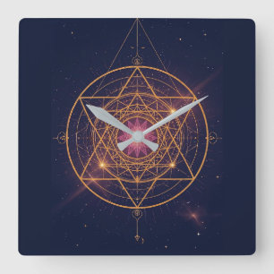 Lumineus Mandala van Gouden Harmonie Vierkante Klok