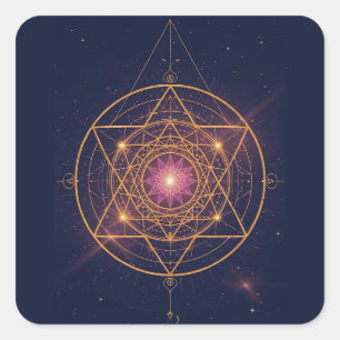 Lumineus Mandala van Gouden Harmonie Vierkante Sticker