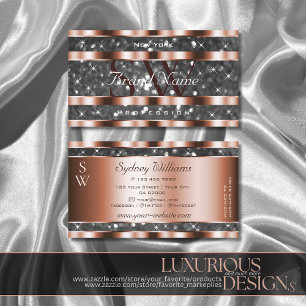Lumineus Roos Gold Silver Glitter Stars Monogram Visitekaartje