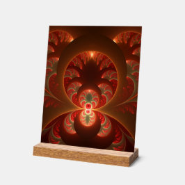 Lumineuze abstracte moderne oranje rode Fractal Acryl Bord
