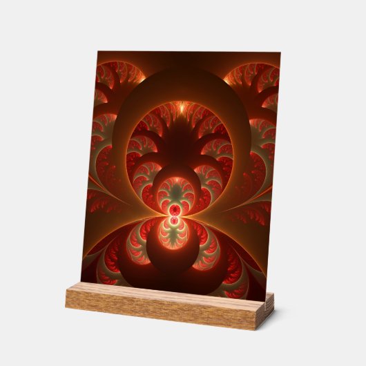Lumineuze abstracte moderne oranje rode Fractal Acryl Bord (Hoek)