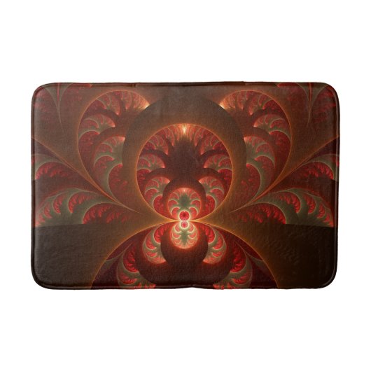 Lumineuze abstracte moderne oranje rode Fractal Badmat (Voorkant)