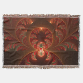 Lumineuze abstracte moderne oranje rode Fractal Deken