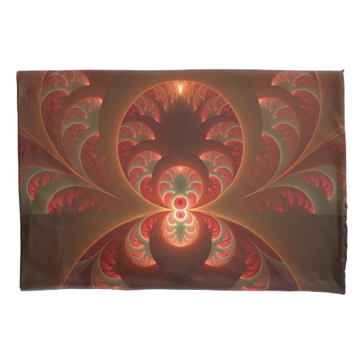 Lumineuze abstracte moderne oranje rode Fractal Kussensloop (Voorkant)