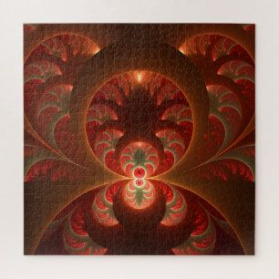 Lumineuze abstracte moderne oranje rode Fractal Legpuzzel