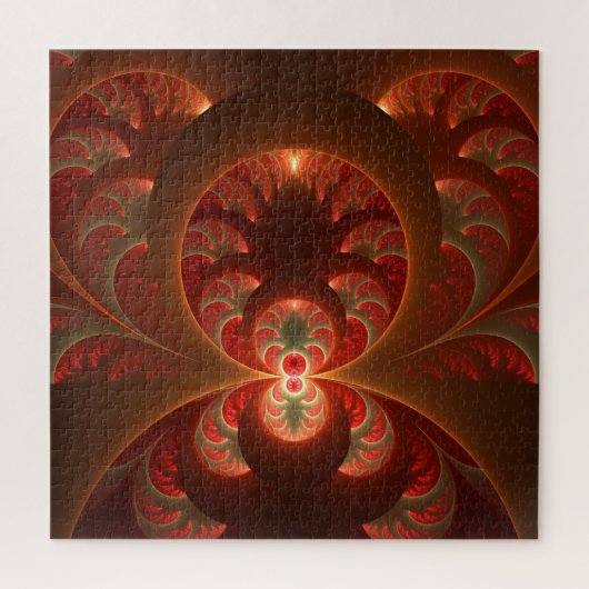Lumineuze abstracte moderne oranje rode Fractal Legpuzzel (Verticaal)