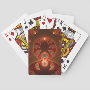 Lumineuze abstracte moderne oranje rode Fractal Pokerkaarten
