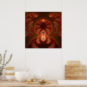 Lumineuze abstracte moderne oranje rode Fractal Poster (Keuken)