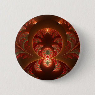 Lumineuze abstracte moderne oranje rode Fractal Ronde Button 5,7 Cm