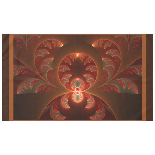 Lumineuze abstracte moderne oranje rode Fractal Tafelkleed (Voorkant (Horizontaal))