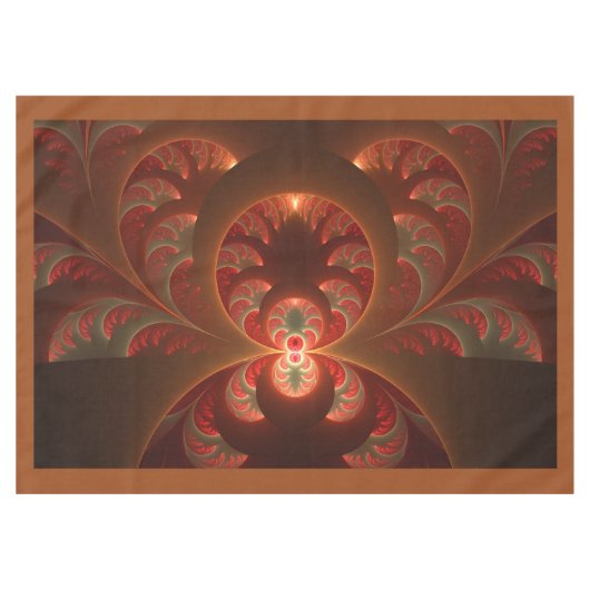 Lumineuze abstracte moderne oranje rode Fractal Tafelkleed (Voorkant (Horizontaal))