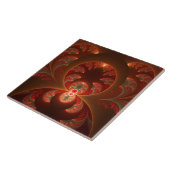 Lumineuze abstracte moderne oranje rode Fractal Tegeltje (Zijkant)