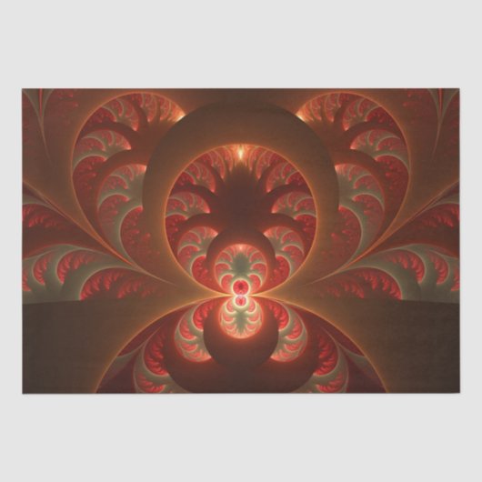 Lumineuze abstracte moderne oranje rode Fractal Tissuepapier (Voorkant)