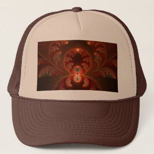 Lumineuze abstracte moderne oranje rode Fractal Trucker Pet
