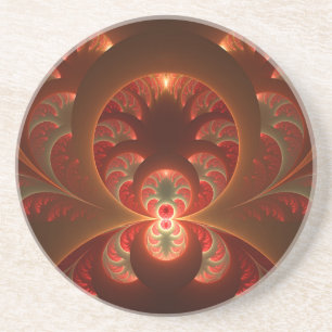 Lumineuze abstracte moderne oranje rode Fractal Zandsteen Onderzetter