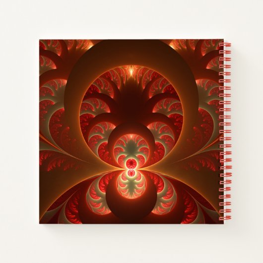 Lumineuze abstracte moderne oranje rode fractale n notitieboek (Achterkant)