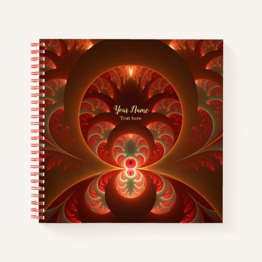 Lumineuze abstracte moderne oranje rode fractale n notitieboek (Voorkant)