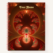 Lumineuze abstracte moderne oranje rode fractale n notitieboek (Voorkant)
