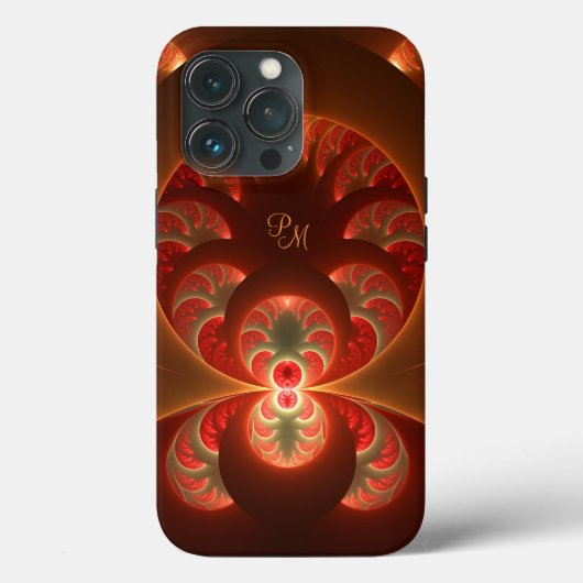 Lumineuze Abstracte Oranje rode, fractale Initiale Case-Mate iPhone Case (Achterkant)
