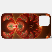 Lumineuze Abstracte Oranje rode, fractale Initiale Case-Mate iPhone Case (Achterkant (horizontaal))