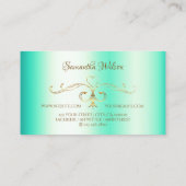 Lumineuze Blauwgroen Gold  hoek rand met Logo Visitekaartje (Achterkant)