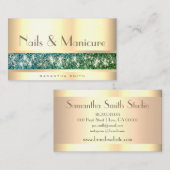Lumineuze Blauwgroen Ombre Glitter Golden Nail Mod Visitekaartje (Voorkant / Achterkant)