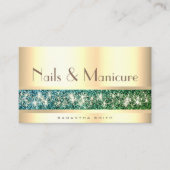 Lumineuze Blauwgroen Ombre Glitter Golden Nail Mod Visitekaartje (Voorkant)