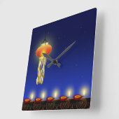 Lumineuze diwali-lamp - wandklok (Hoek)