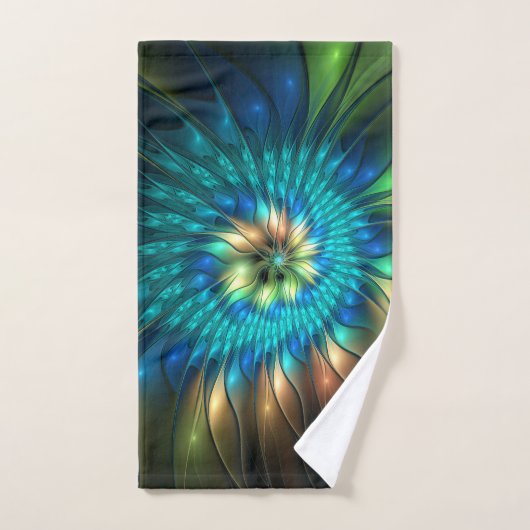 Lumineuze Fantasevloer, kleurrijk Abstract fractal Bad Handdoek (Handdoek)