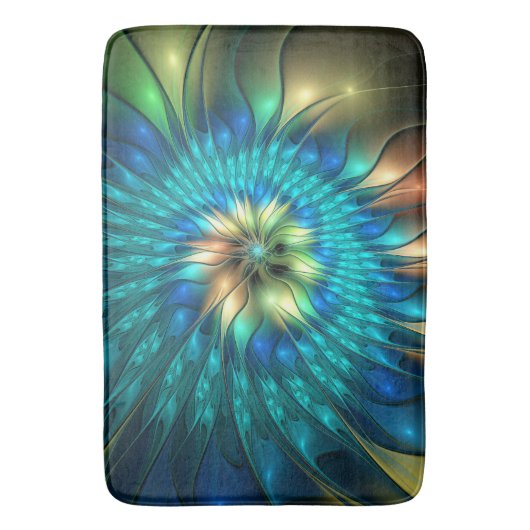 Lumineuze Fantasevloer, kleurrijk Abstract fractal Badmat (Voorkant Verticaal)