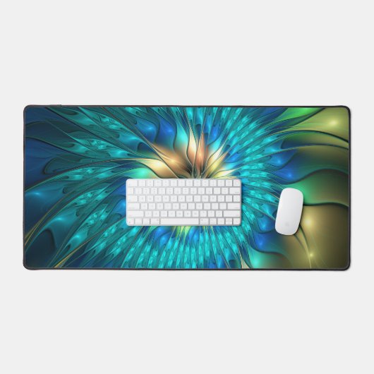 Lumineuze Fantasevloer, kleurrijk Abstract fractal Bureaumat (Keyboard & Muis)