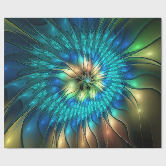 Lumineuze Fantasevloer, kleurrijk Abstract fractal Cadeaupapier (Vlak)