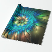 Lumineuze Fantasevloer, kleurrijk Abstract fractal Cadeaupapier (Uitgerold)