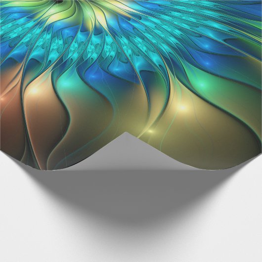 Lumineuze Fantasevloer, kleurrijk Abstract fractal Cadeaupapier (Hoek)