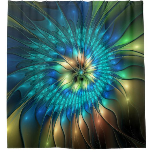 Lumineuze Fantasevloer, kleurrijk Abstract fractal Douchegordijn (Voorkant)