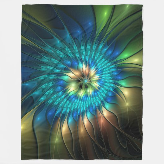 Lumineuze Fantasevloer, kleurrijk Abstract fractal Fleece Deken (Voorkant)