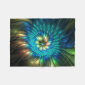 Lumineuze Fantasevloer, kleurrijk Abstract fractal Fleece Deken (Voorkant (Horizontaal))