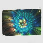 Lumineuze Fantasevloer, kleurrijk Abstract fractal Golfhanddoek (Horizontaal)