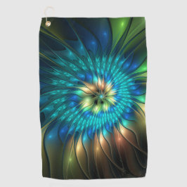 Lumineuze Fantasevloer, kleurrijk Abstract fractal Golfhanddoek