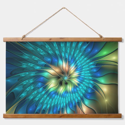 Lumineuze Fantasevloer, kleurrijk Abstract fractal Hangend Wandkleed (Voorkant)