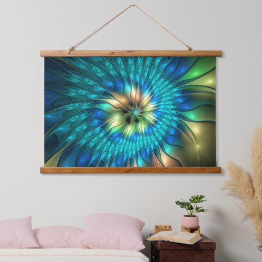 Lumineuze Fantasevloer, kleurrijk Abstract fractal Hangend Wandkleed (Slaapkamer)