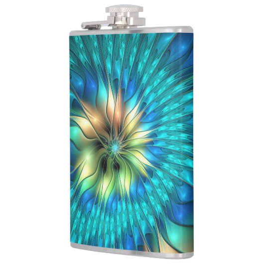 Lumineuze Fantasevloer, kleurrijk Abstract fractal Heupfles (Links)