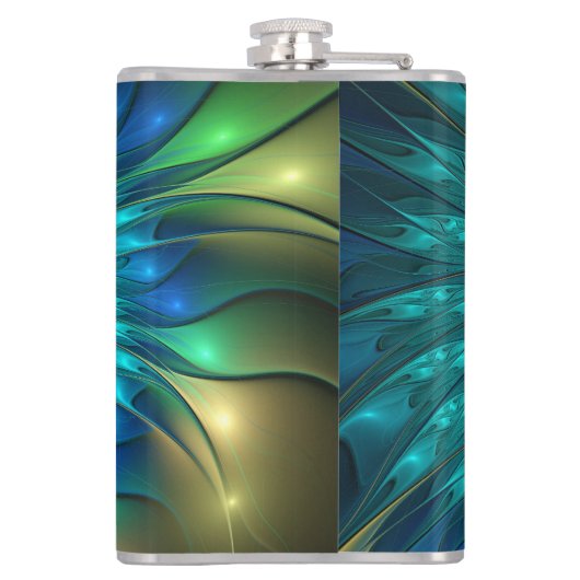 Lumineuze Fantasevloer, kleurrijk Abstract fractal Heupfles (Achterkant)