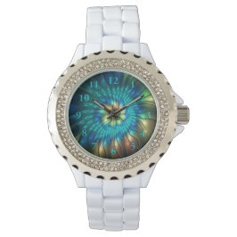 Lumineuze Fantasevloer, kleurrijk Abstract fractal Horloge